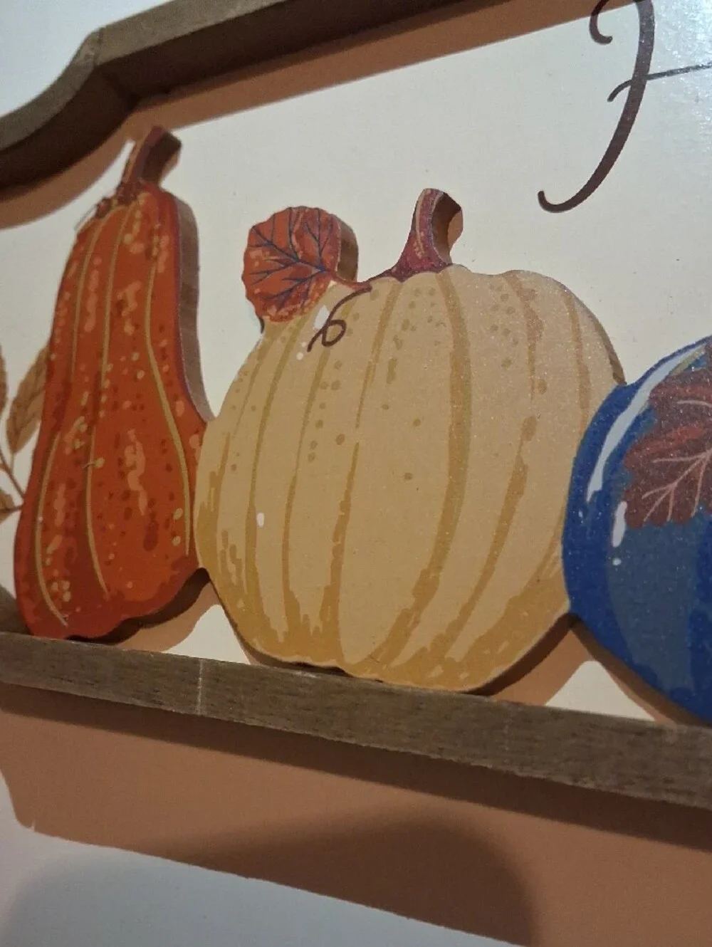 Ashland Happy Harvest Pumpkin Wall Sign - Blue, Orange, Cream, Brown